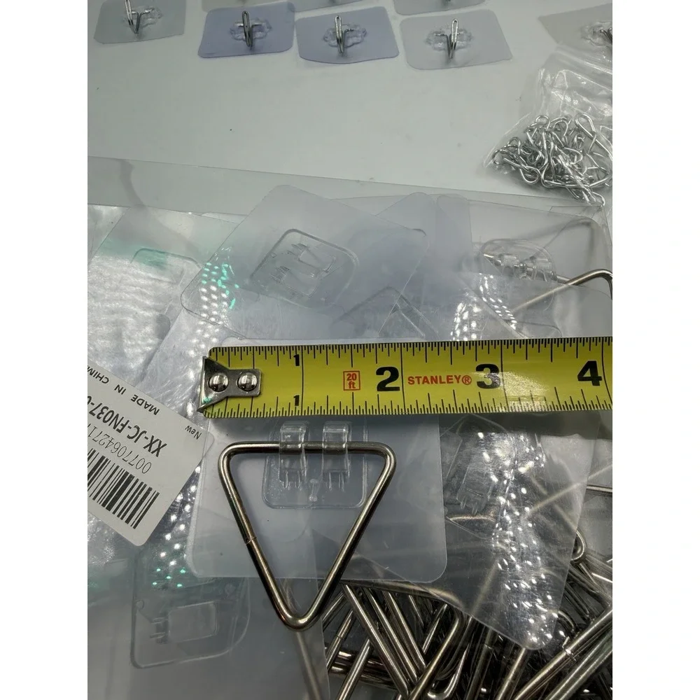 50+ PCS Stainless Steel Adhesive Sticky Hooks Heavy Duty Wall Hook & Chains